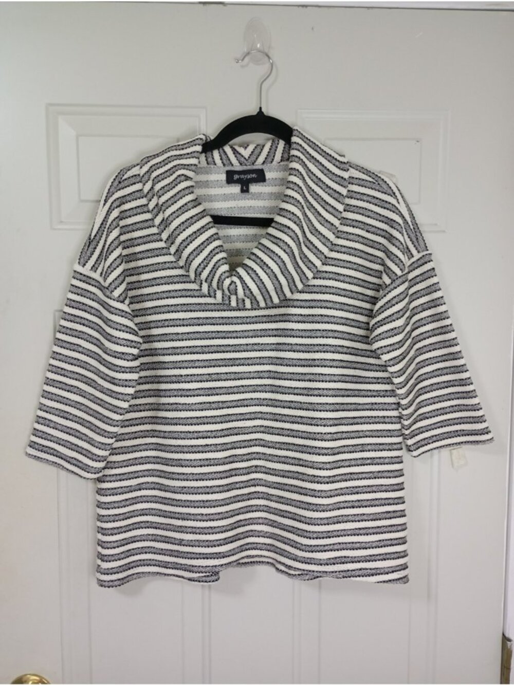 Grayson Pullover Sweaters Womans Gray and White Size Large